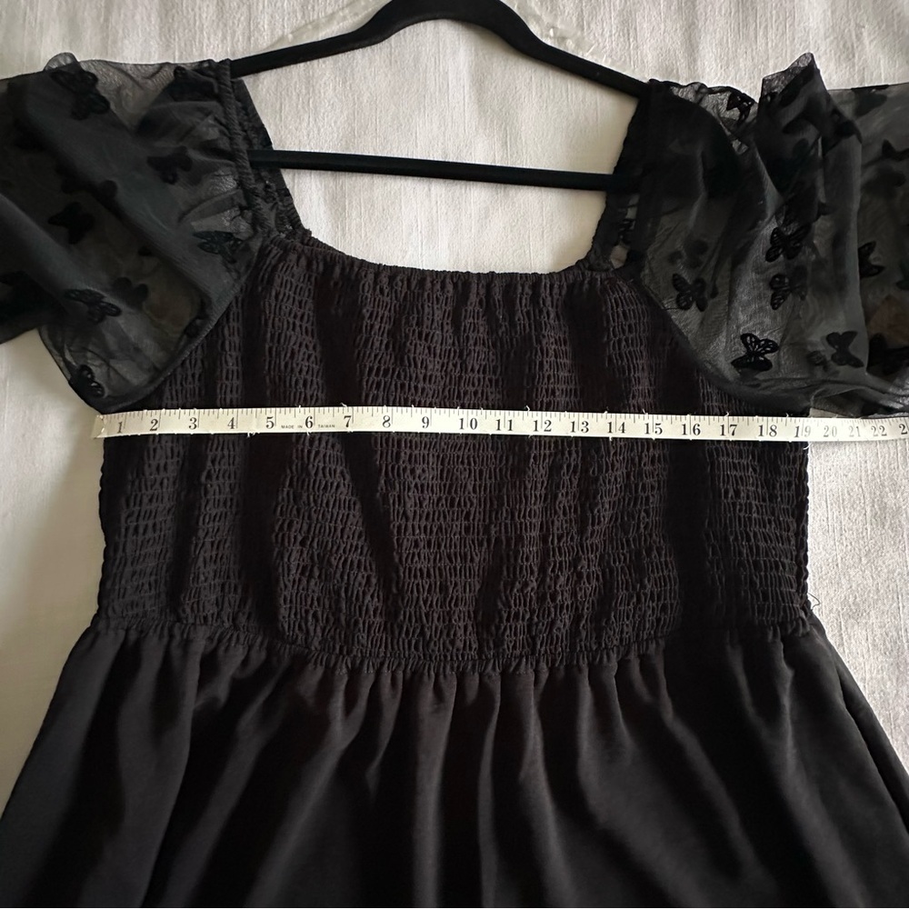 Witchy Black Smocked Butterfly Dress Womens 3X Mesh Whimsigoth Dark Fairy NWT - Picture 9 of 15